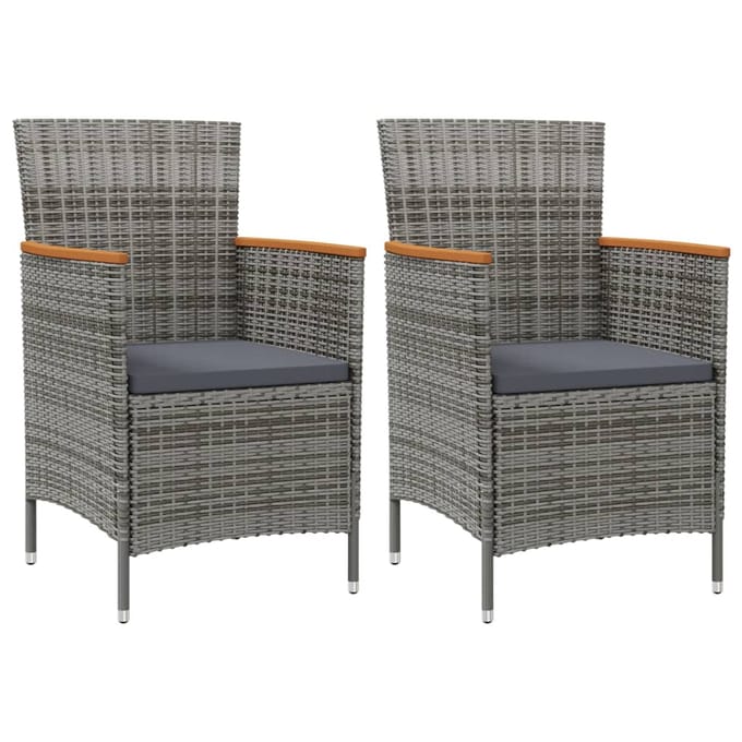 vidaXL - Tuinstoelen - 2 - st - poly - rattan - grijs
