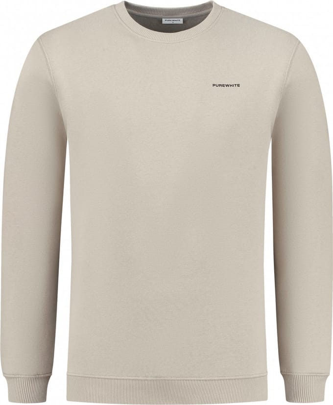 Purewhite - Heren Regular fit Sweaters Crewneck LS - Taupe - Maat S