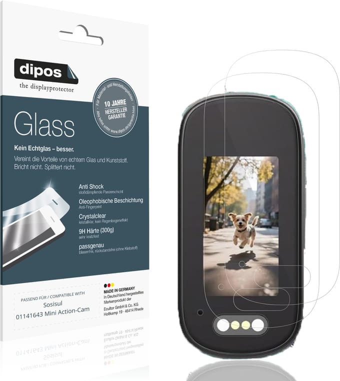 dipos – 2x Pantserfolie geschikt voor Sosisul 01141643 Mini Action-Cam | 9H Screenprotector