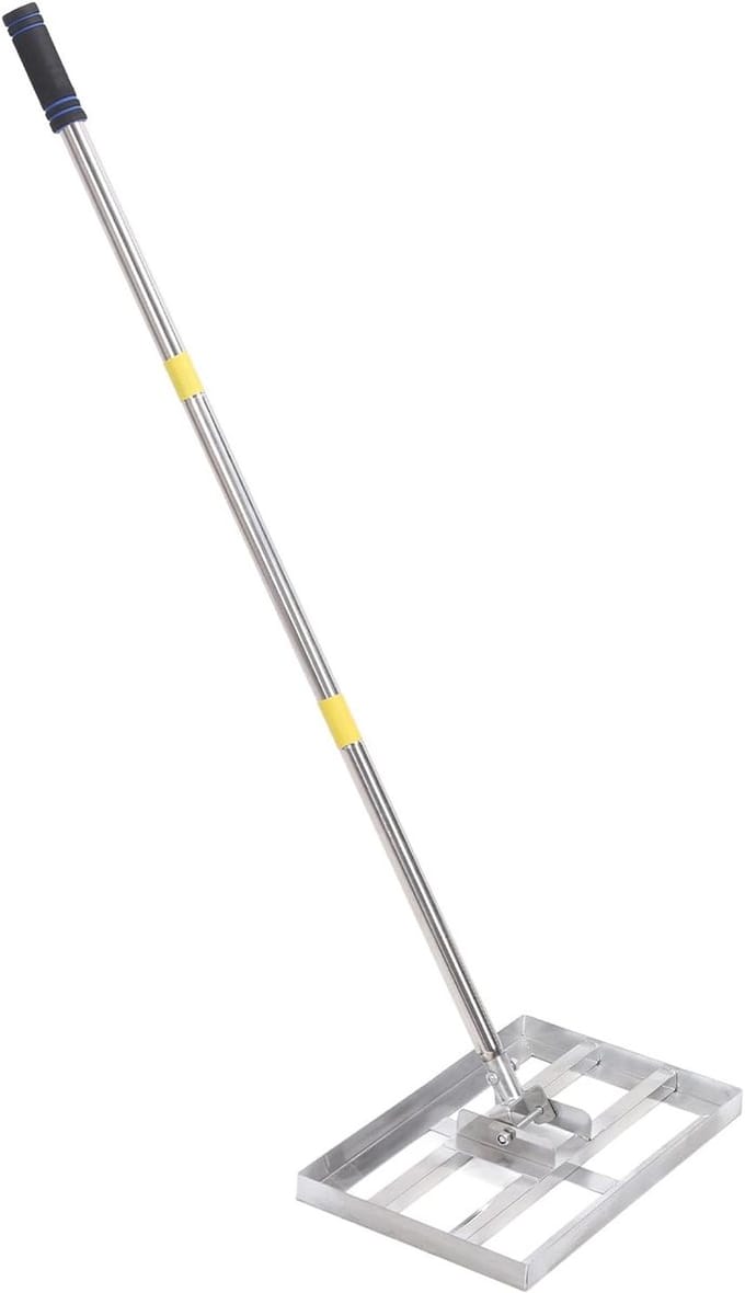 Gazon Nivelleer Hark - Tuin Egaliseren - Gazon Onderhoud - Verstelbare Handgreep - 40 cm Breed - Zilver