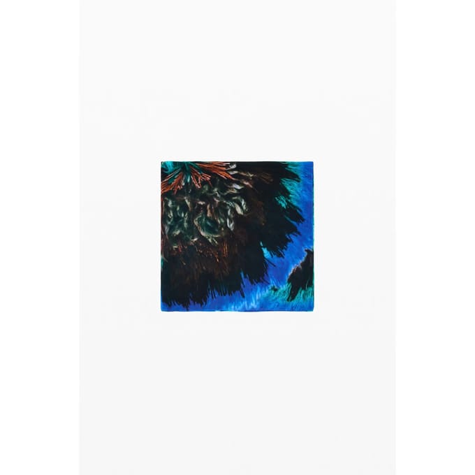 Desigual sjaal Pompon Rectangle Foulard Turquoise blauw
