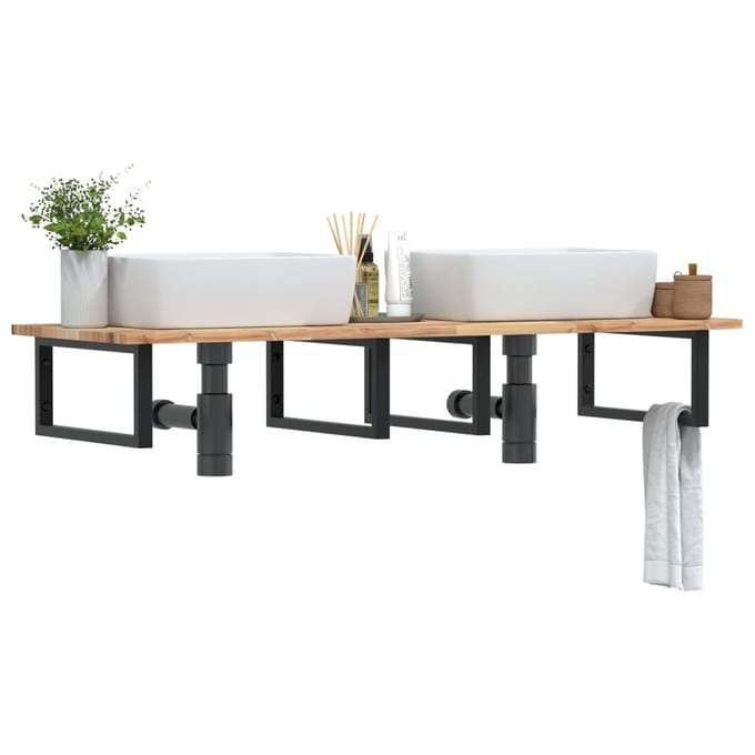 vidaXL - Badkamer - wandschap - staal - en - massief - acaciahout