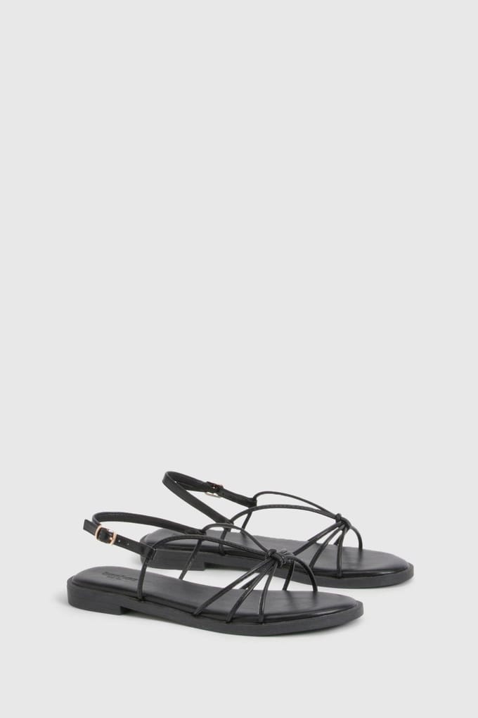 boohoo Dames Brede Pasvorm Bandjes Sandalen | Black | Maat: 6