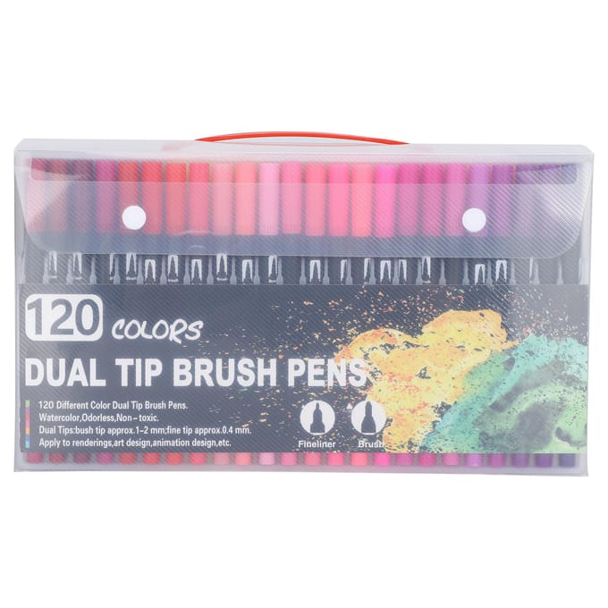 Ensemble de 120 marqueurs aquarelles à double pointe, couleurs vives et éclatantes pour la peinture gray