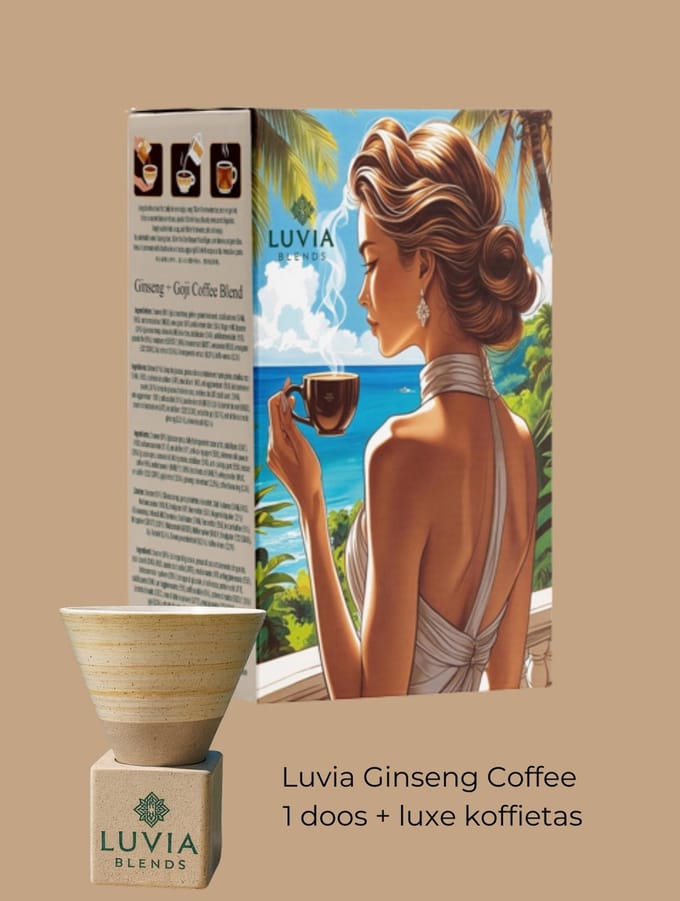 Ginseng Goji Coffee - Luvia Blends - 1 doos 10 stuks met luxe koffietas