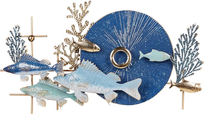 BARIUM - Wanddecoratie - Blauw/Goud - Metaal