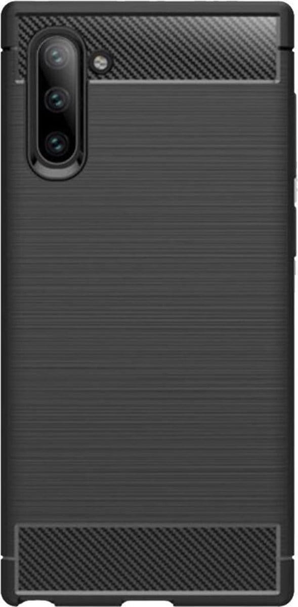 Shop4 - Samsung Galaxy Note 10 Hoesje - Zachte Back Case Brushed Carbon Zwart