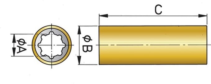 Vetus rubberlager met messing mantel 45mm