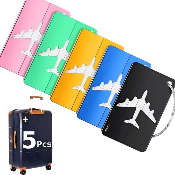 BOTC Kofferlabels - Aluminium Bagagelabel - 5 stuks Kofferlabel - Reisaccessoire - Naamlabel - NEO