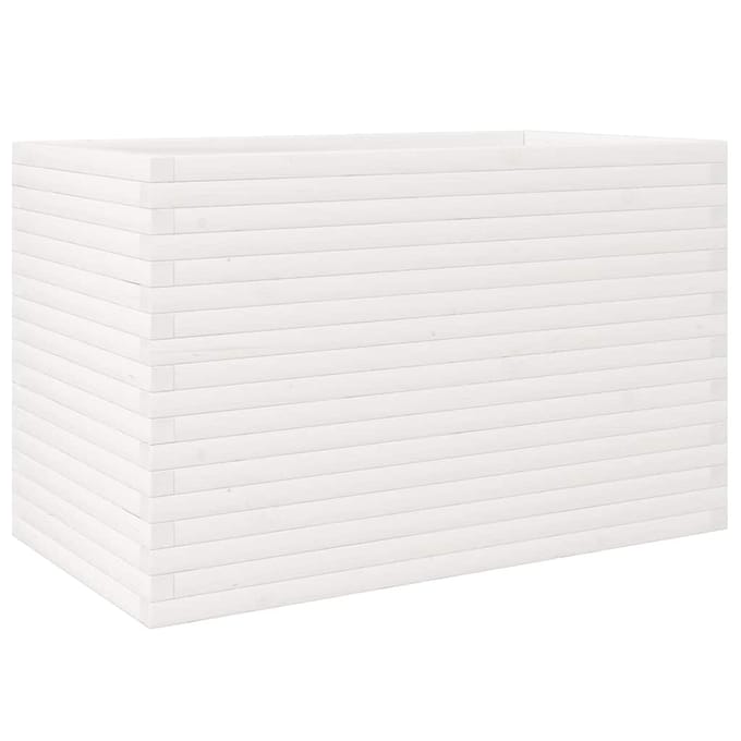 vidaXL - Plantenbak - 110x60x68,5 - cm - massief - grenenhout - wit