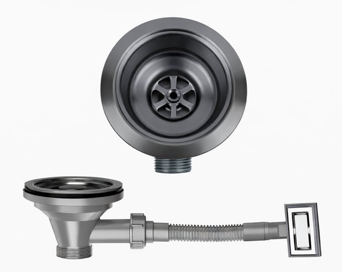 Waterval Korfplugset met Overloop 114 mm – RVS 304 – Complete Set – G1 ½" – Gunmetal Grey