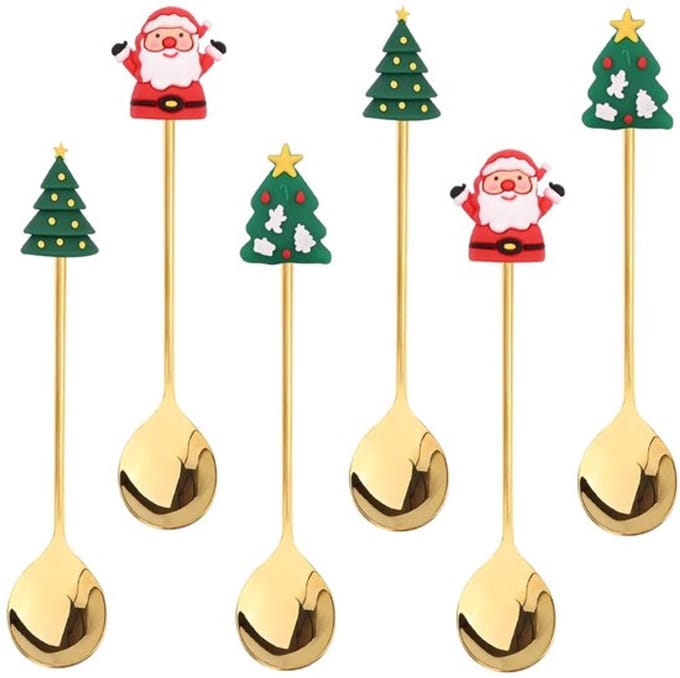 Virtubuy - Kerstset - Voor koffie en thee - 6-delige kerstlepels - Ideaal