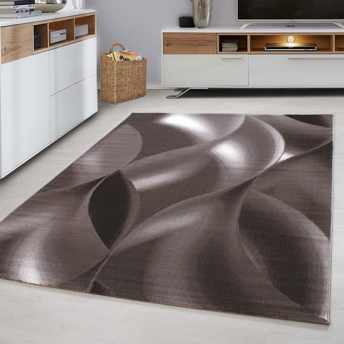 Plus Vloerkleed – Bruin – Golvend 3D Design – Laagpolig