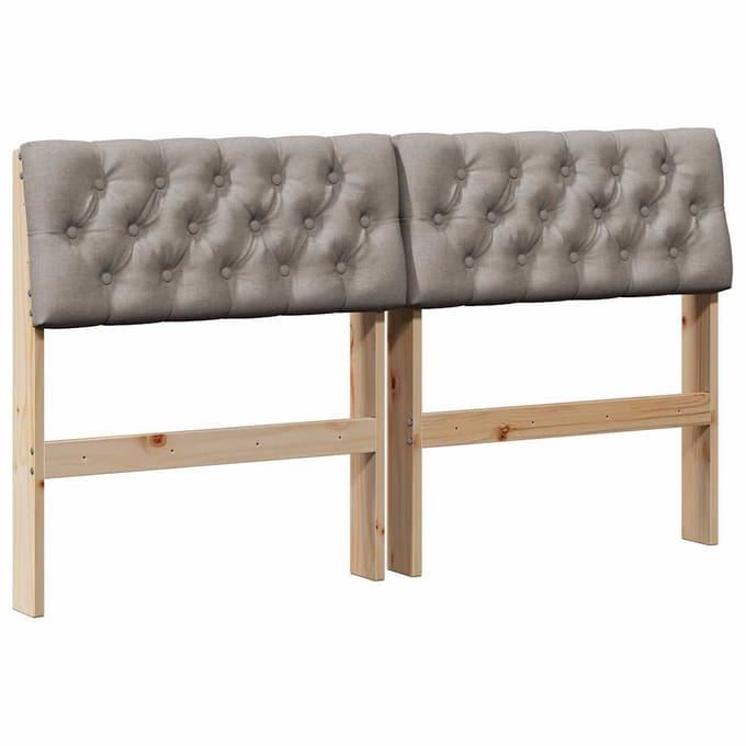 vidaXL Gestoffeerd hoofdbord Taupe 135 cm Massief grenenhout