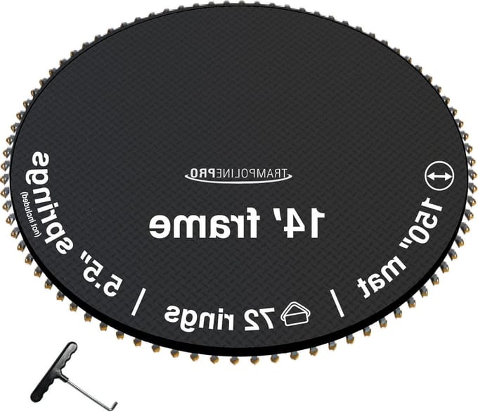 Trampoline Springmat - Vervangingsmat Trampoline - Trampoline Gebruik - 72 D-ringen - 150 inch - Zwart