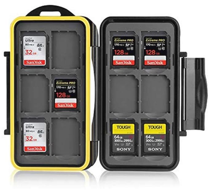 Waterdichte Geheugenkaarten Case voor 12 SD Kaarten - Schokbestendige Bescherming - Compacte Opslagoplossing