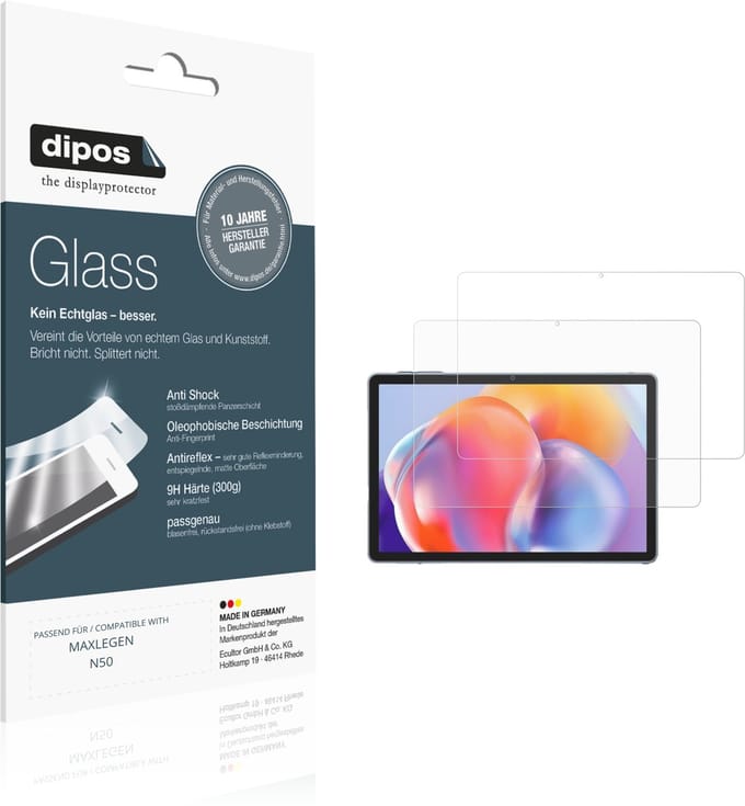 dipos – 2x Matte Pantserfolie geschikt voor MAXLEGEN N50 | 9H Screenprotector