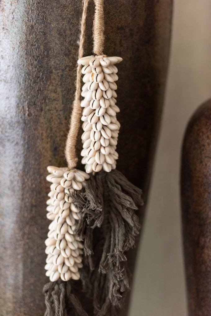 J-Line hanger Schelpen + Katoen - textiel - donkerbruin/naturel