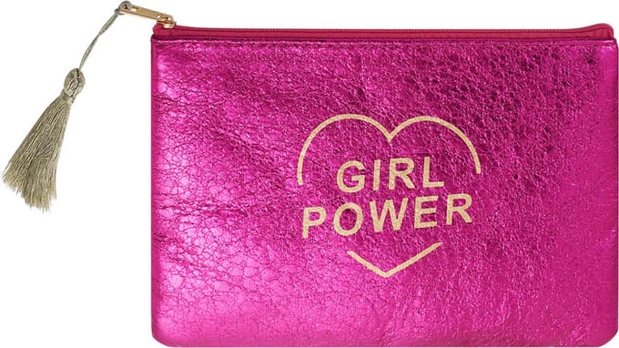Make-up tas metallic girl power - roze