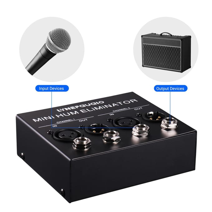 Compacte Hum Eliminator Box 4-kanaals passieve Buzz Destroyer Noise Canceller zwart