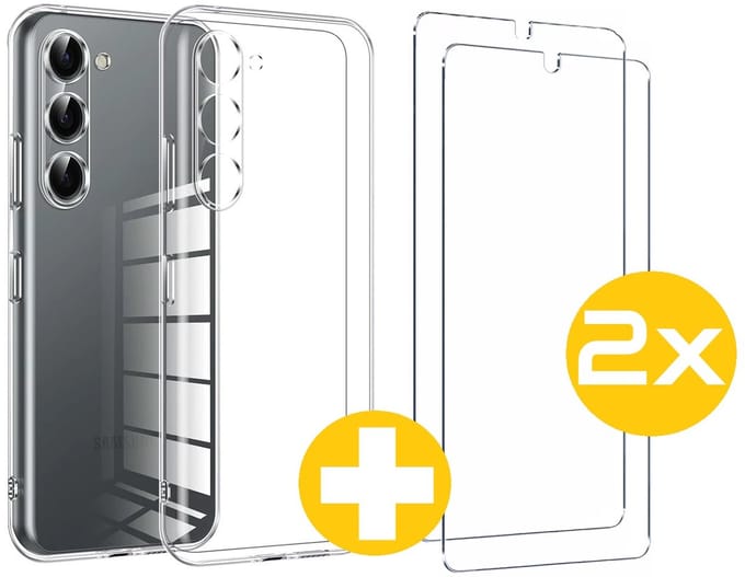 Hoesje en Screenprotector Combi Geschikt Voor Samsung Galaxy S24 - Transparant Hoesje + 2x Screenprotector