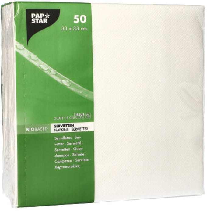 6x 50 Servetten 2-laags 1/4 vouw 33 cm x 33 cm wit