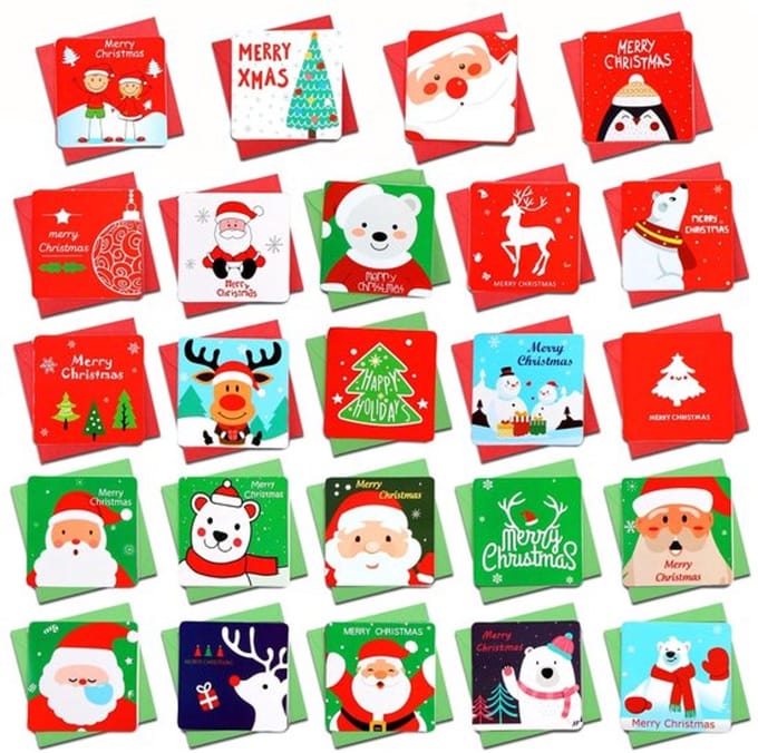 Allecto - Mini-kerstkaarten - 144 stuks - voor kerstcadeaus - Rood