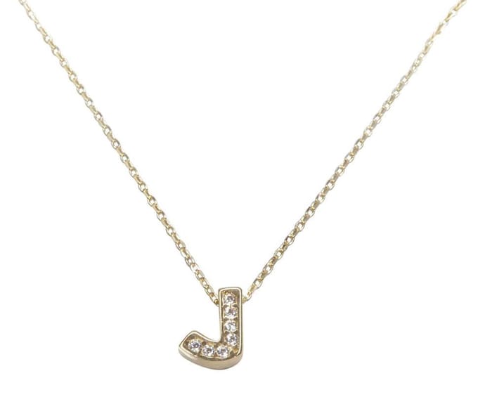 Gouden ketting met J zirkonia hanger