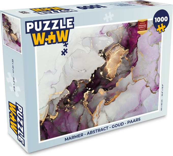 Puzzel Marmer - Abstract - Goud - Paars - Legpuzzel - Puzzel 1000 stukjes volwassenen