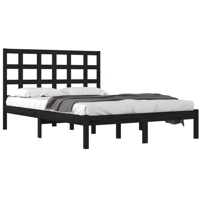 vidaXL - Bedframe - massief - hout - zwart - 200x200 - cm