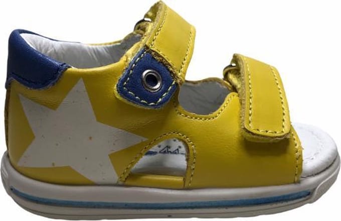 Falcotto 2 velcro's witte ster lederen sandalen Elios geel mt 20