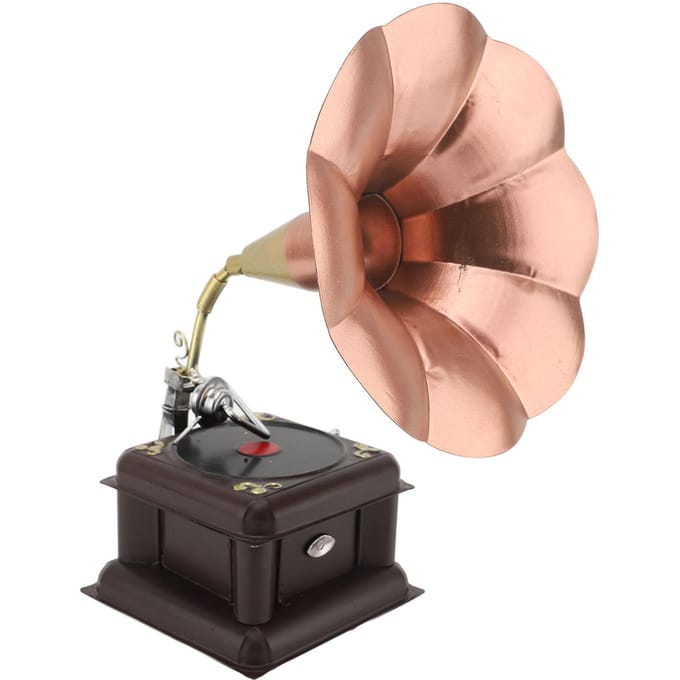 Vintage Fonograaf Model IJzer Erosiebestendig Retro Fonograaf Grammofoon Ornament Rood Brons beige