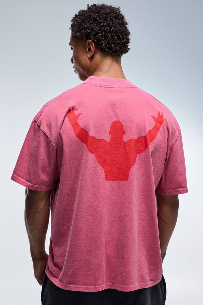 Nog Één Herhaling Gewassen Oversized Verlengd Hals T-shirt | Red | Size XS