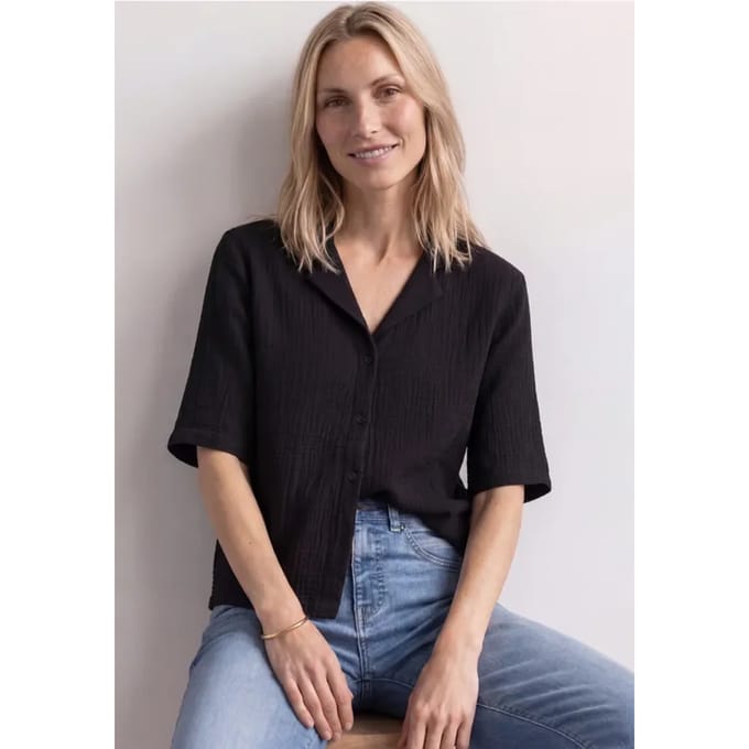 Mousselineblouse met bowlingkraag
