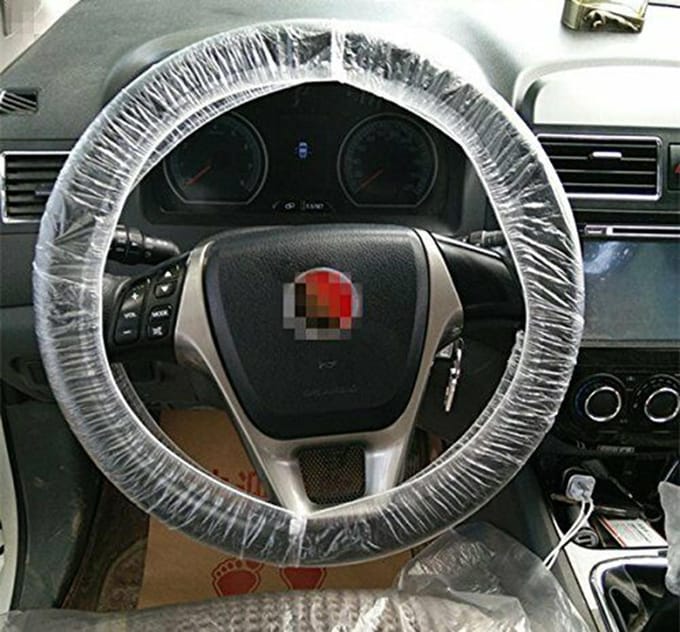 Ensemble de 100 pièces Housse de volant universelle jetable en plastique black