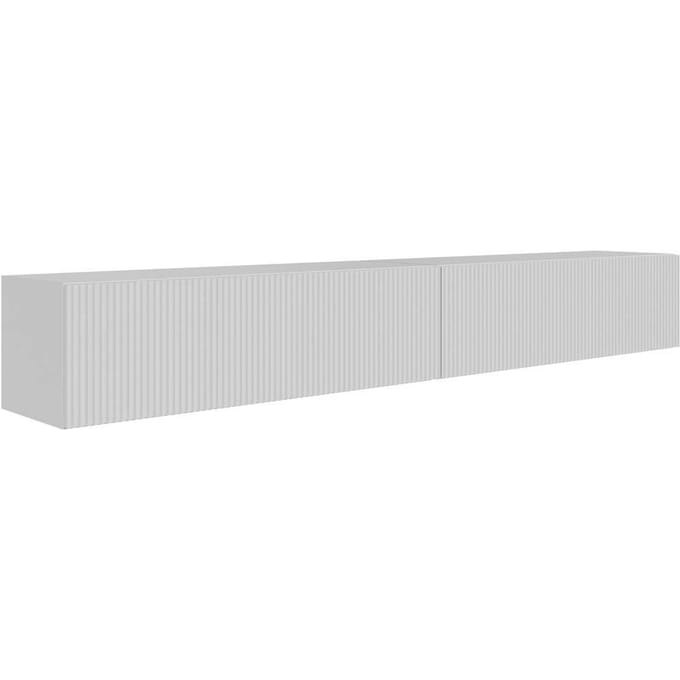 Selsey Veldio – Hangend TV-meubel met geribbelde fronten, 200 cm, wit