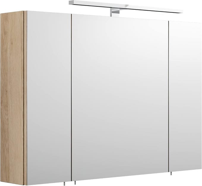 Grote Spiegelkast met 3 Deuren en LED Verlichting voor Badkamer
