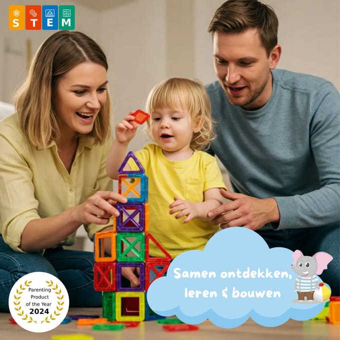 Magnetic Tiles - Magnetisch Speelgoed - 60 stuks - Constructie speelgoed - Magnetische tegels - Speelgoed 3-12 jaar