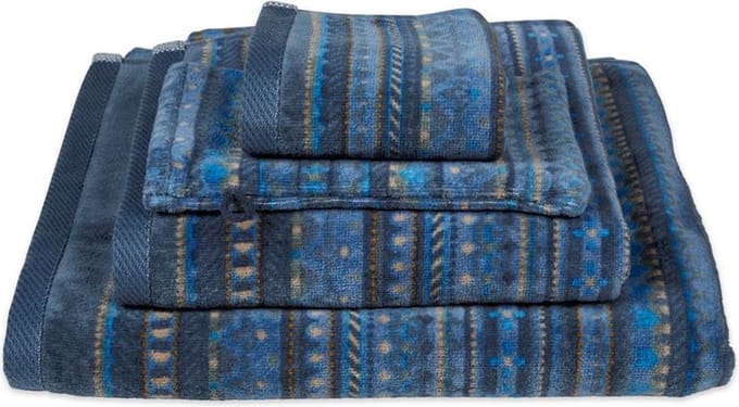 Pip Studio Geometric Print Handdoek - 55x100 cm - Set van 3 - Donker Blauw
