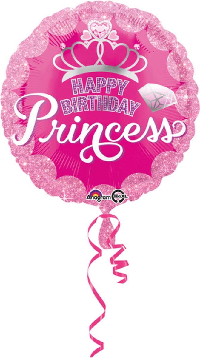 Folieballon Princess happy birthday, 43cm