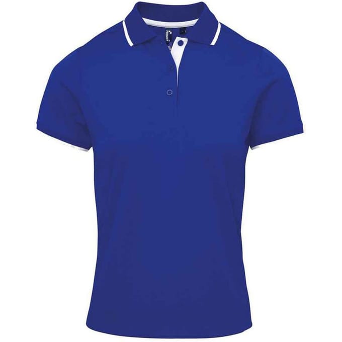 Premier Dames/Dames Coolchecker Contrast Poloshirt (Koningsblauw/Wit)