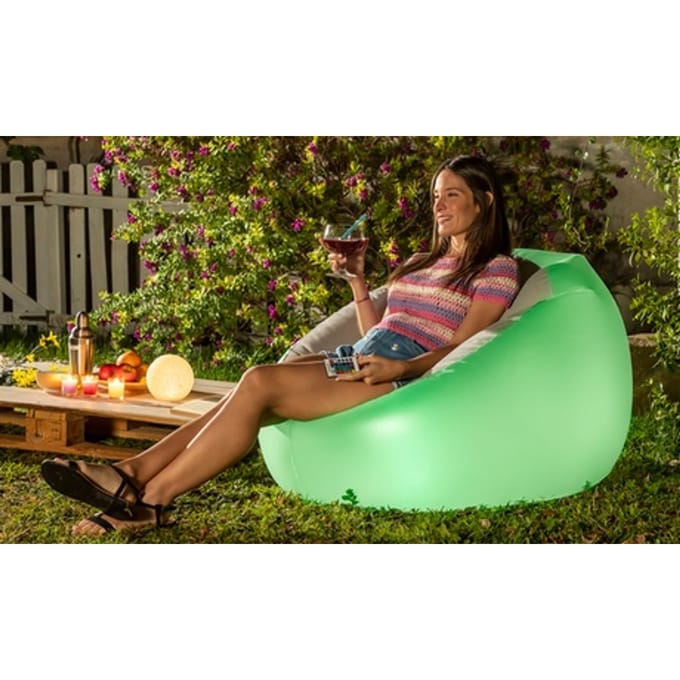 Opblaasbare bank InnovaGoods Opblaasbare fauteuil met veelkleurige LED Buitenbank met afstandsbedienbare verlichting