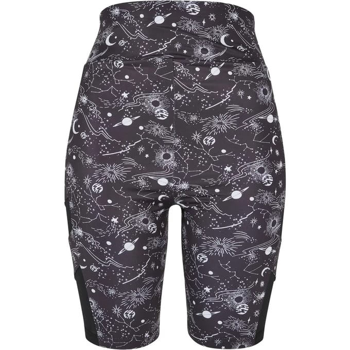 Urban Classics - High Waist Tech Mesh AOP Korte cycle broek - M - Zwart