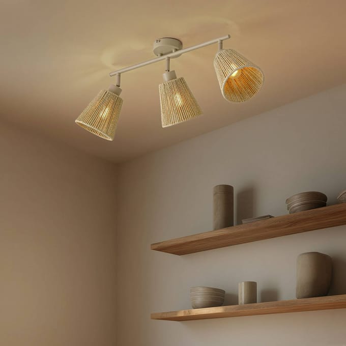 Lindby - plafondlamp - 3lichts - Papier, metaal - H: 25 cm - E14 - beige