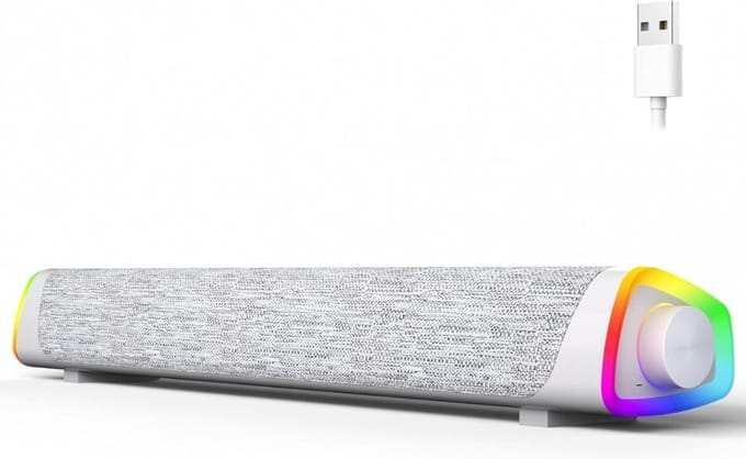 DD Soundbar Pc - Bekabelde en Draadloze Pc -Luidspreker - USB Mini Soundbar - 41x11x8cm - Wit