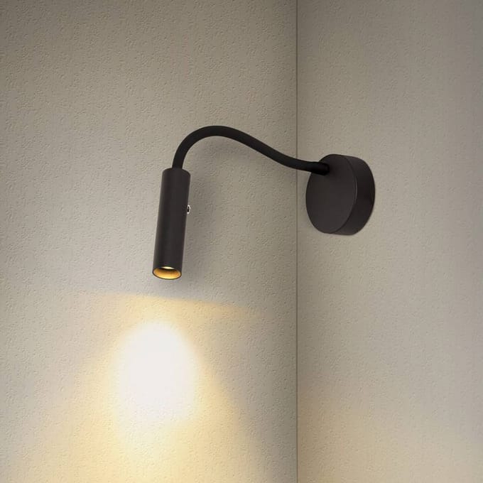 SLV Karpo Goose LED wandlamp, dimbaar, zwart