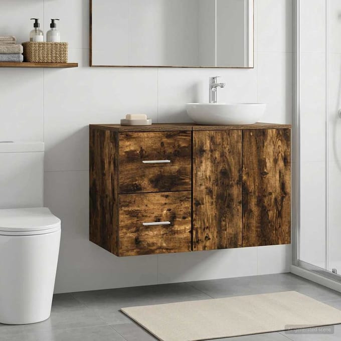 vidaXL - Badkamerkast - Tussenin - Gerookt - eiken - 30 - x - 35 - x - 50 - cm