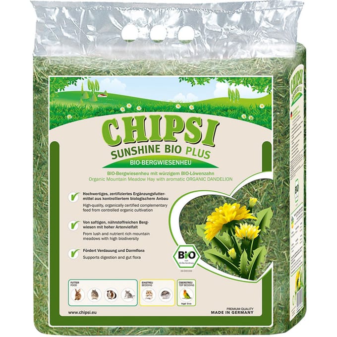 600g Paardenbloem Chipsi Sunshine Bio Plus Bergweidehooi Bijvoer Knaagdier