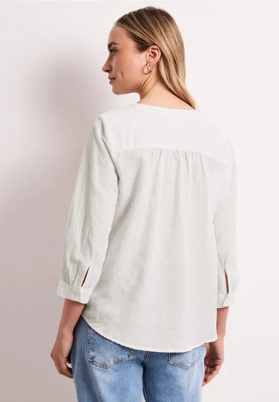 Blouse met gespleten hals van linnenmix