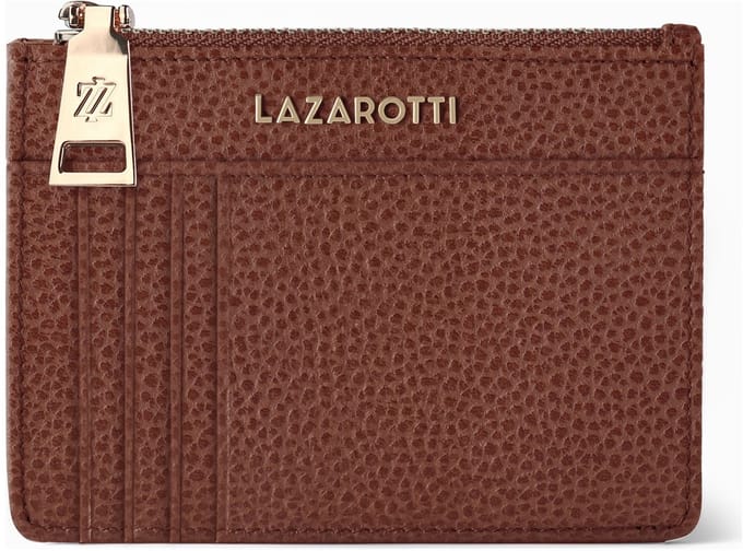 Lazarotti sleutelgeval kaarthouder Bologna Leather Zip Etui 4 Card Slots Bluetooth-Tracker Brown bruine